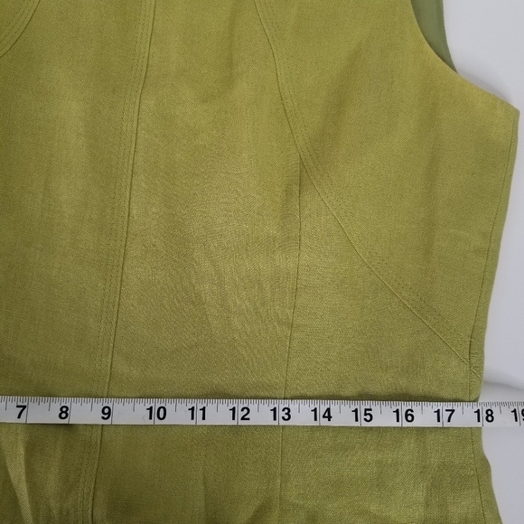 Vintage Talbots 100% Irish Linen Green Shift Knee Length Dress Sz 12 Sleeveless - Picture 14 of 16
